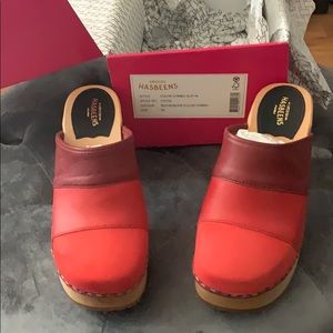 Swedish Hasbeens color combo slip in Women’s Clog